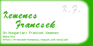 kemenes francsek business card